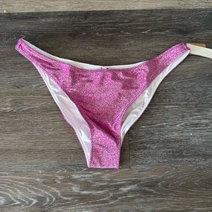 NWT Pink Victoria’s Secret purple silver sparkle cheeky swim bikini bottoms M L